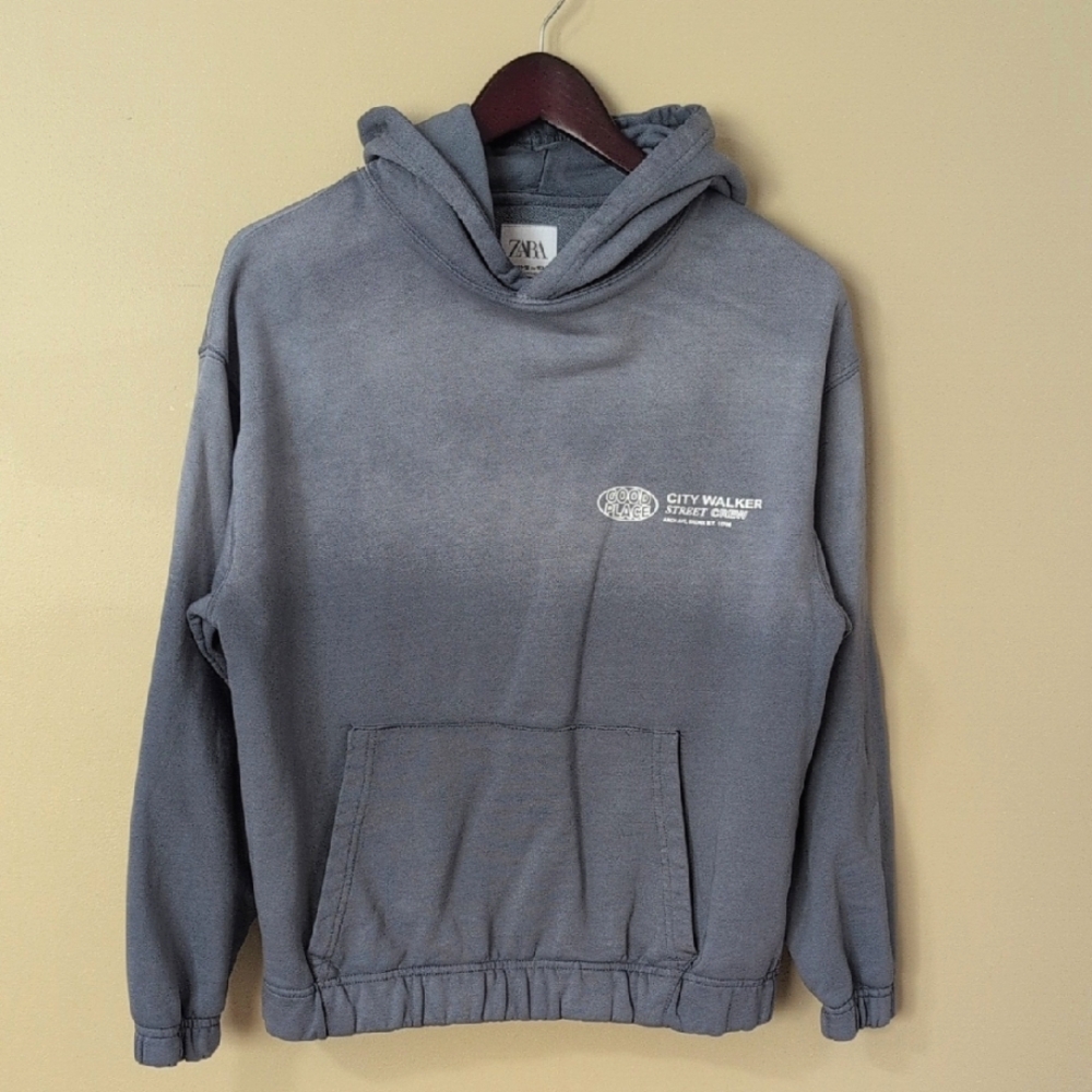 NWOT Zara Gray Boy's Oversized Hoodie Sz 11/12